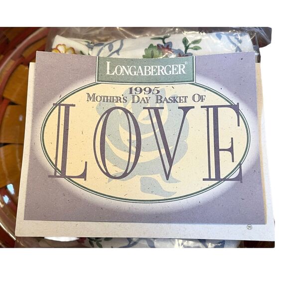 Longaberger Mothers Day Basket Of Love Cloth Liner, Protector 8" Leather Handle - Picture 5 of 7